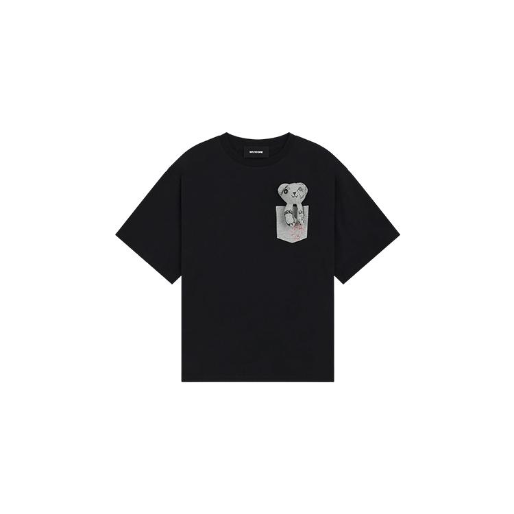 We11done Fw26 Front Pocket Graffiti Bear Short Sleeve T-Shirt Unisex T-Shirt WD-TT2-26-791-U-BK