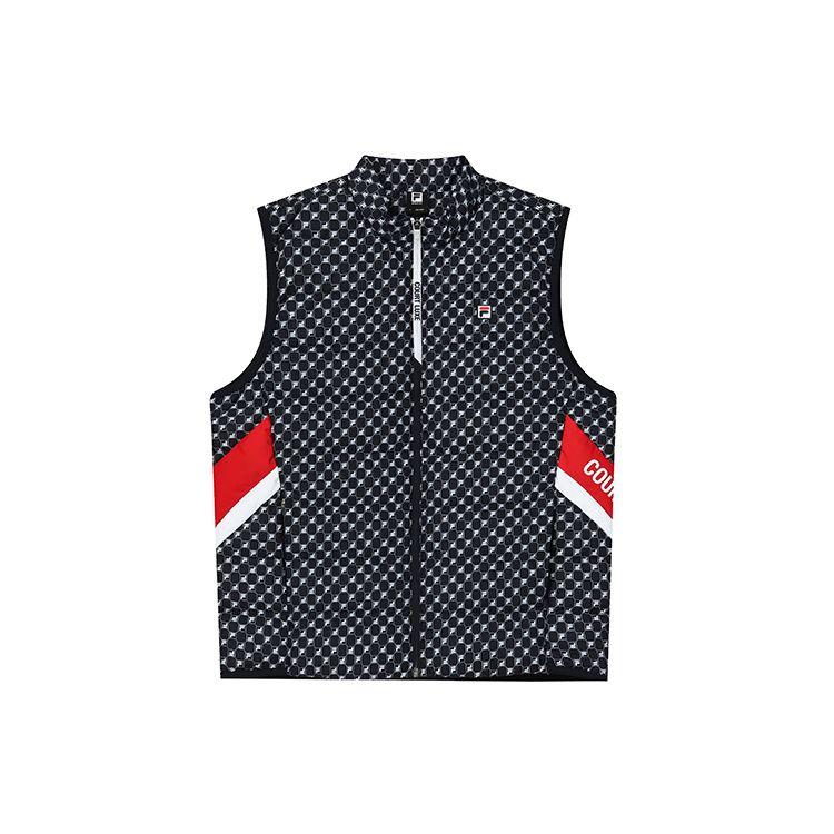 FILA Athletics All Over Logo Sports Warm Stand Collar Down Vest Men vest A11M143909F-ZA XXL