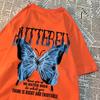 Blauer Blitz Schmetterling Kreatives Wort T-Shirt Herren Lässiges Übergroßes T-Shirt Lässiges Lockeres T-Shirt Kleidung Muster Qualität Oberteile