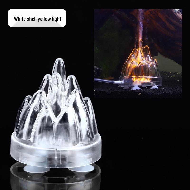 Siebenfarbige LED-Aquarium-Vulkanleuchte mit Luftstein-Blaseneffekt