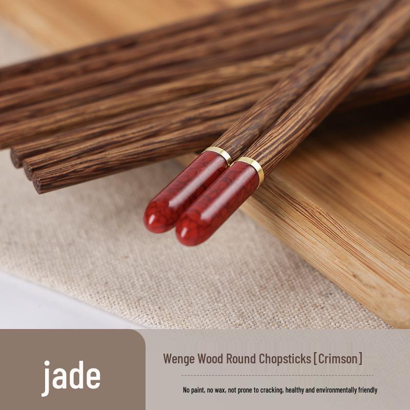 Luxury Imitation Jade & Chicken Wing Wood Chopsticks Set: Antibacterial, Mold-Resistant, Lacquer-Free, and Wax-Free In a Premium Gift Box.