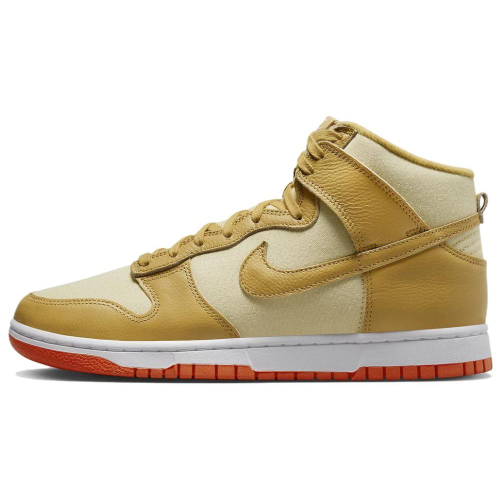 New Nike Dunk High Wheat Gold Safety Orange DV7215-700