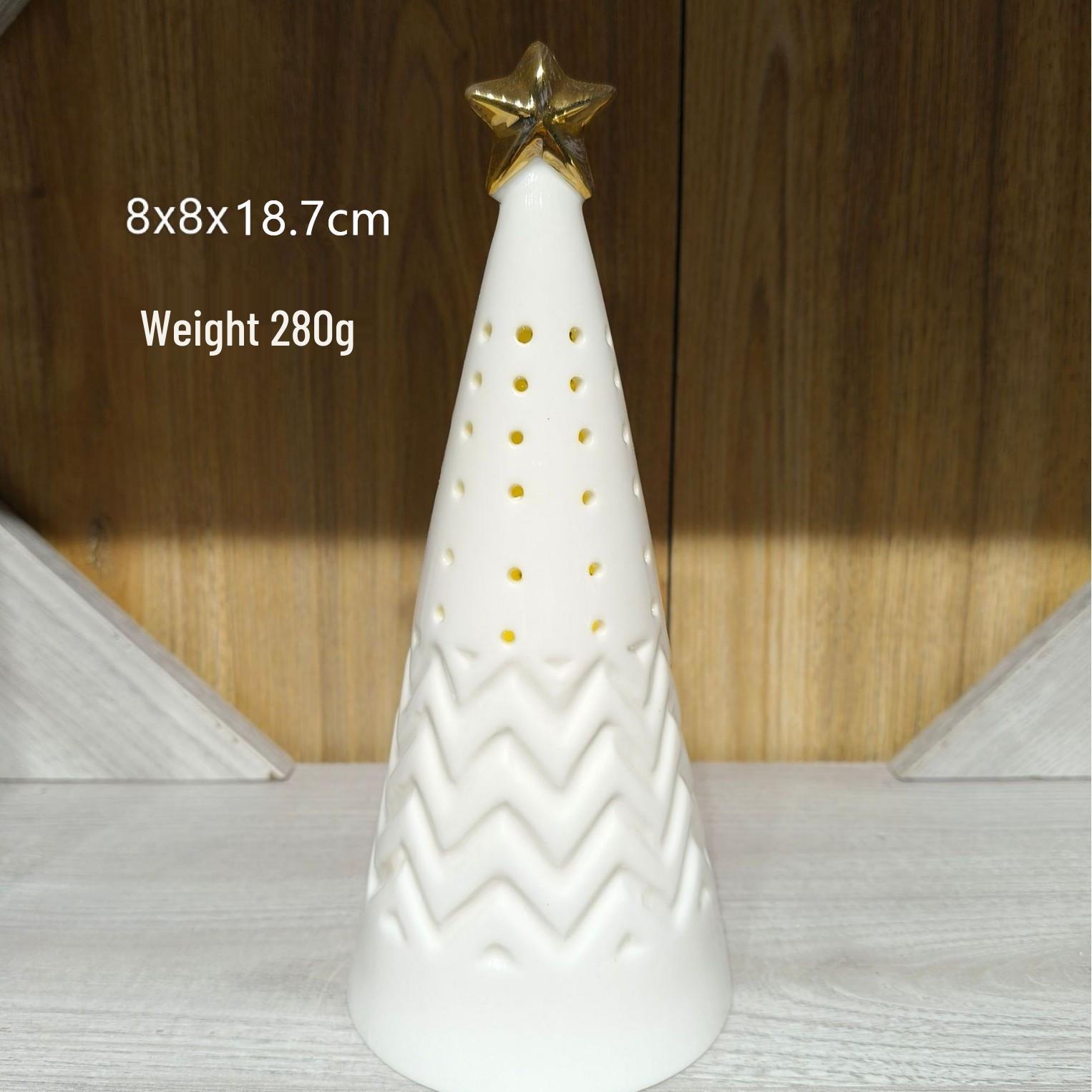 2025 Luminous Ceramic Christmas Tree House Ornament: Creative Snowy Scene Decoration