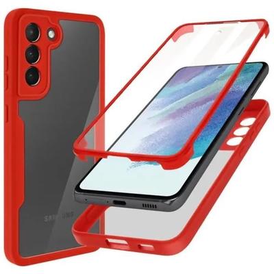 Case - BOOLING - for Samsung S21 FE - Red - 360° Protection - Anti-Scratch - Reinforced Edge