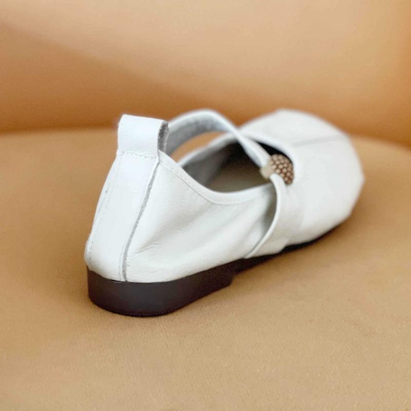 The first layer of soft cowhide soft sole bag head women's shoes retro shallow mouth single shoes new non-slip casual and comfortable