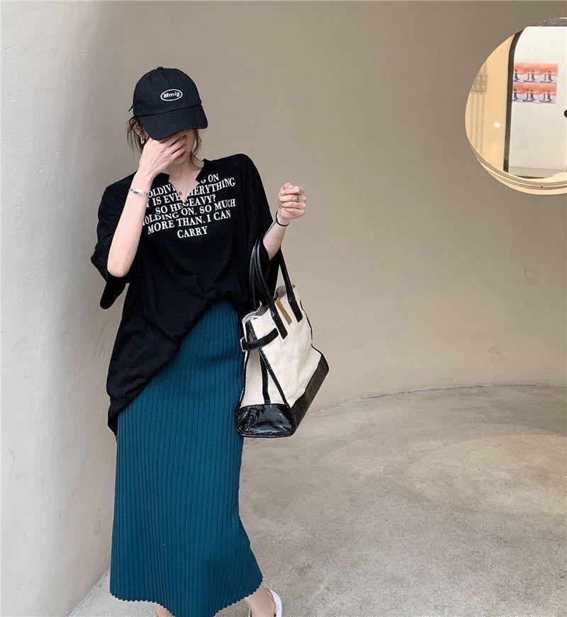 Plus Size V-Neck Korean T-Shirt: Summer Trend, Loose Fit, Short Sleeves