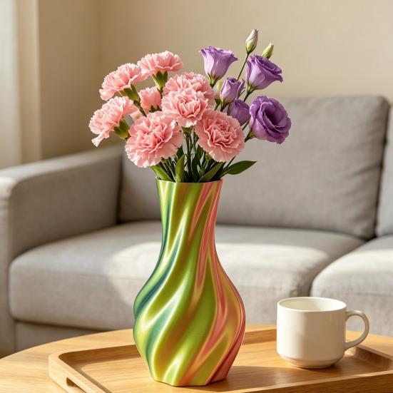 3D Printed Vase Decorative Spiral Flower Vase Modern Twisted Vase for Living Room, Shelf, Wedding & Dining Table Centerpiece, Farmhouse Home
