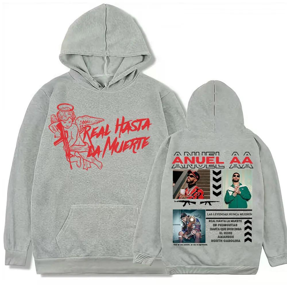 Rapper Anuel AA Real Hasta La Muerte Neue Sweatshirts Herren Damen Harajuku Gothic Retro Hoodie Lässig Gemütlich Locker Hoodies Streetwear