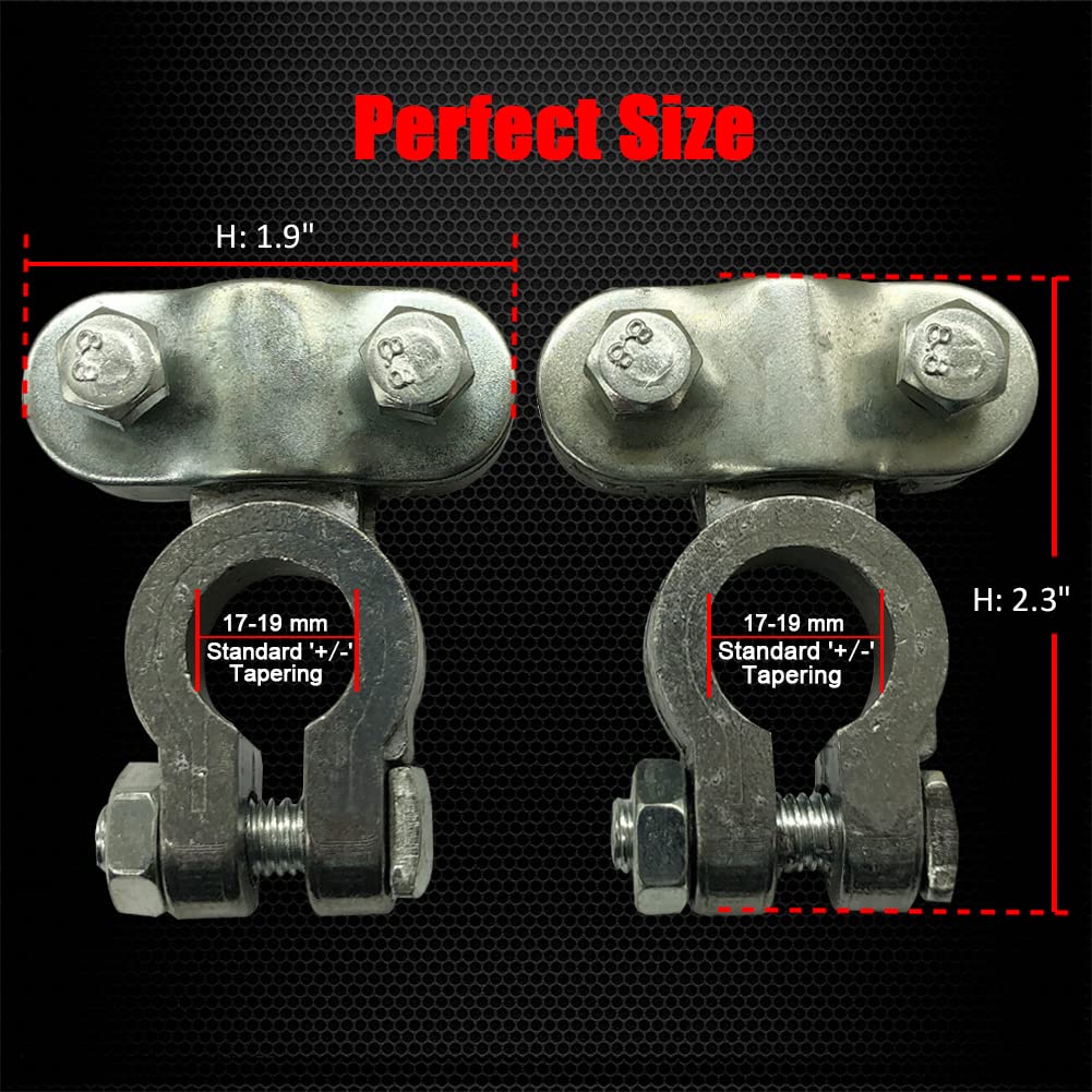 

Ampper Heavy Duty Lead Alloy Military Spec Battery Terminal Ends, Top Post Battery Terminals Clamp Set for Marine Car Boat RV Vehicles (1 Pair Same