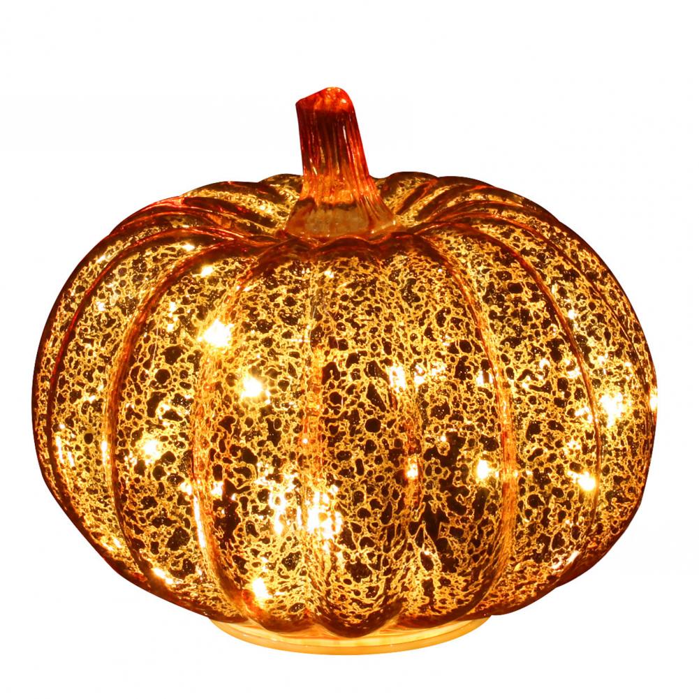 Battery-powered Pumpkin Lights Battery-powered Glass Pumpkin Lantern with Timer for Home Halloween Decor Soft Warm Glow Led