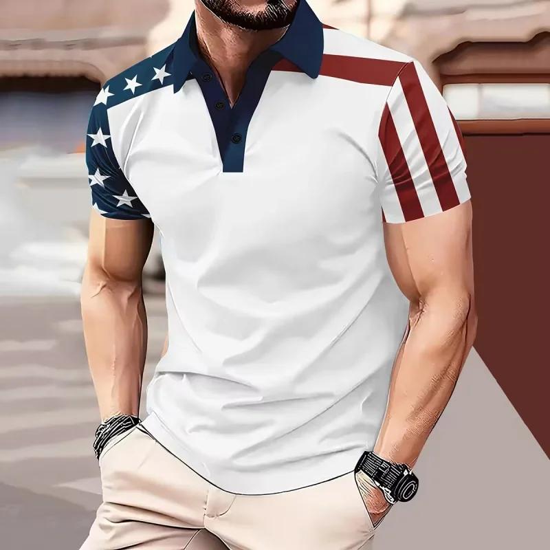 Tropical Floral Print Short Sleeve Polo Shirt, Casual Summer Essential
