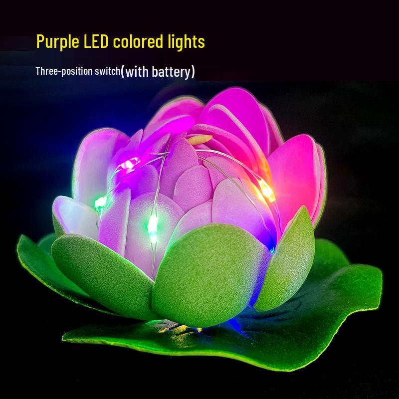 LED Silk Lotus Lamp - Perfect for Lantern Festival, Qixi, Valentine's Day, Water Surface, and DIY Decor.