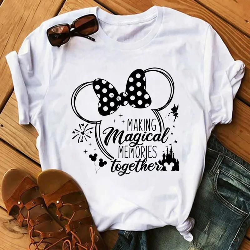 Disney Cartoon 2025 Travel Pattern Printed T-Shirt Summer Women's Casual Tops T-Shirt Fashion Clothing Harajuku Y2k T-Shirt