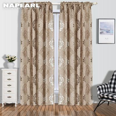 1PC Fashion Jacquard Tulle Curtain European Style Sheer Brown Grey Curtain  For Kitchen Living Room Home Decor