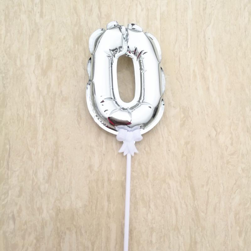 Balon din aluminiu auto-gonflabil de 14 cm cu număr, decor pentru tort, petrecere de aniversare 0-9 inserție.
