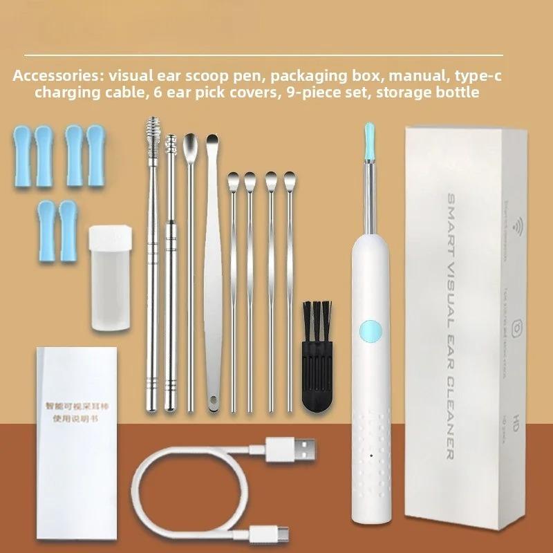 Smart Visual Ear Cleaner with Camera Ear Sticks USB C Charging Ear Wax Removal Tool WIFI Connection 6 LED Lights Earpick