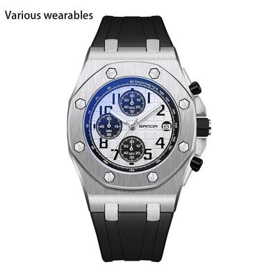 New Luminous Three-eye Six-pin Quartz Watch Fashion Trend Multi-functional Chronograph Calendar Digital Watch