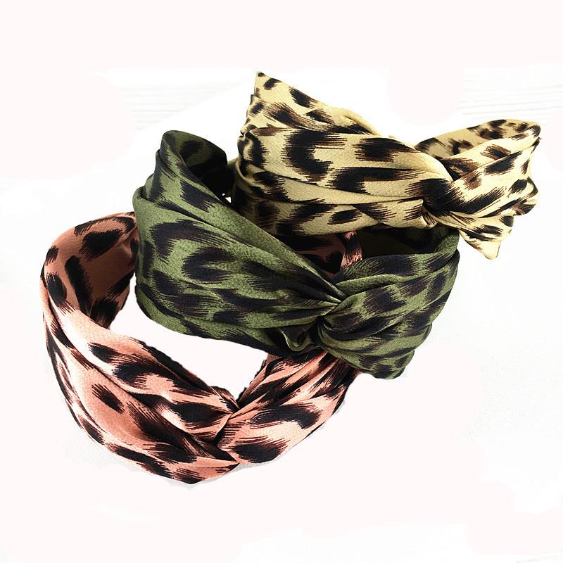 Kadın Leopar Baskı Bantlar Seksi Büküm Düğüm Hairband Kızlar Saç Aksesuarları