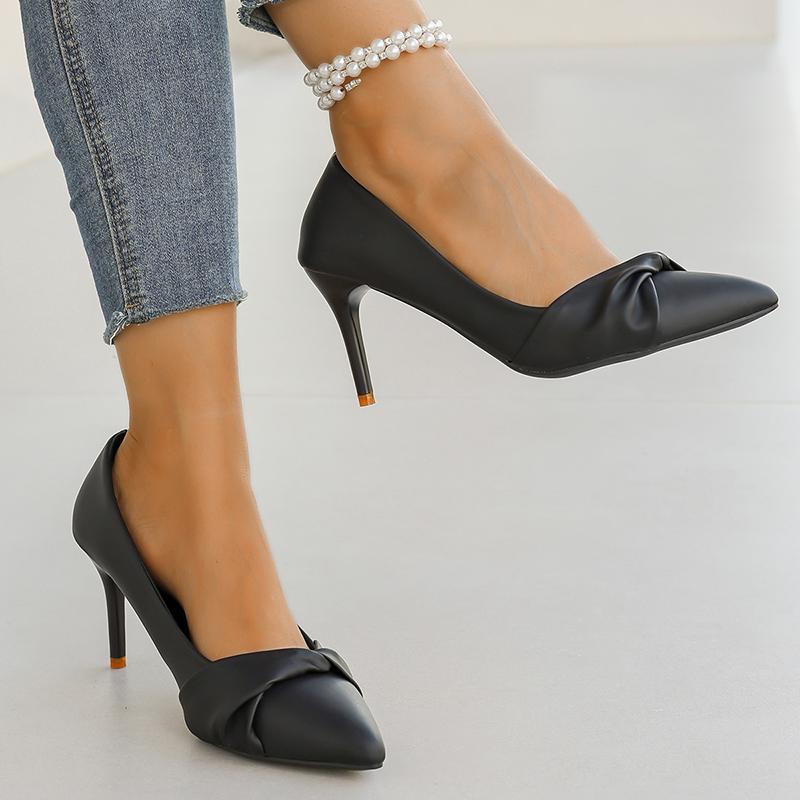 

Мода 2025Женские Классические Белые Туфли-лодочки Модные Туфли-лодочки с Острым Носком для Банкета Большого Размера Осенние Туфли-лодочки на Шпильке Mujer 35 чёрный