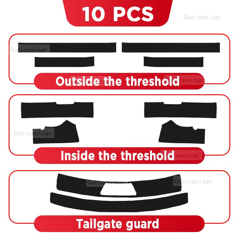 Car Carbon Fiber Door Sill Sticker For HAVAL H6 Hybrid 2022-2025 Threshold Pedal Anti-scratch Interior Decoration Accessories