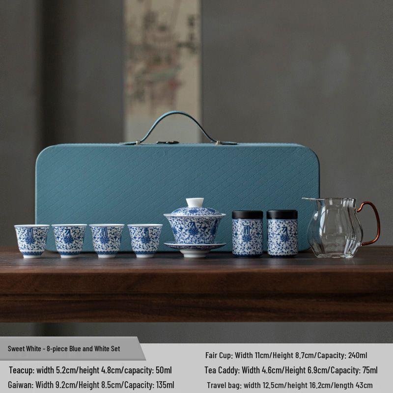 Dehua Blue & White Gongfu Tea Set – Ideal for Festivals, Housewarming, Corporate Events, Annual Meetings, and Customized Souvenirs