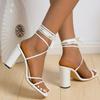 fashion Woman Summer Rome Ankle Strap Sandals Leather High Heels Shoes Ladies Lace Up Shoes Female Zapatos