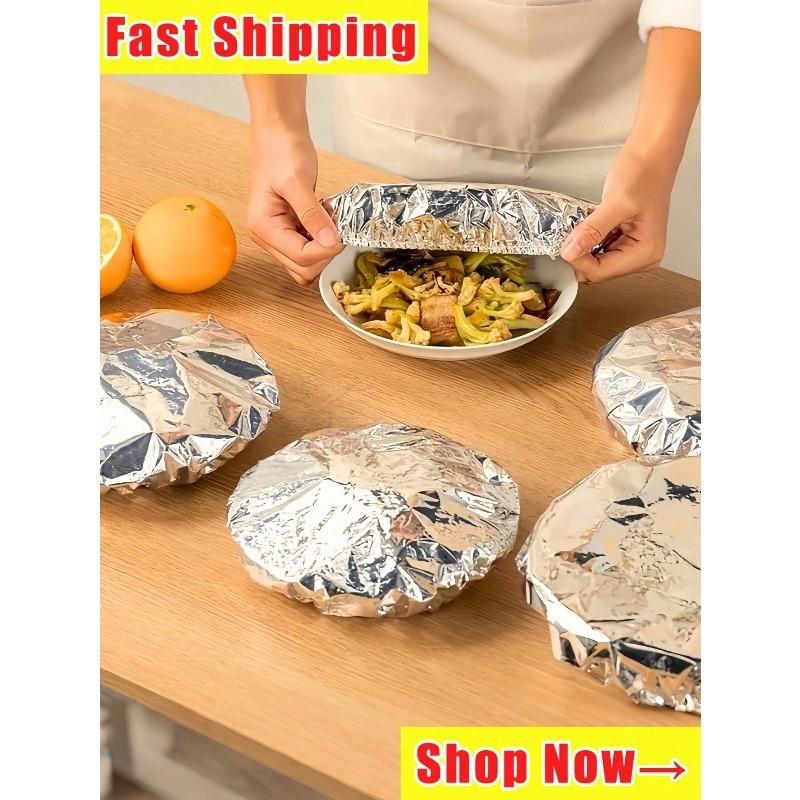 Reusable Aluminum Foil Elastic Food Preservation Covers - Refrigerator Preservation Covers, Aluminum Foil Preservation Covers
