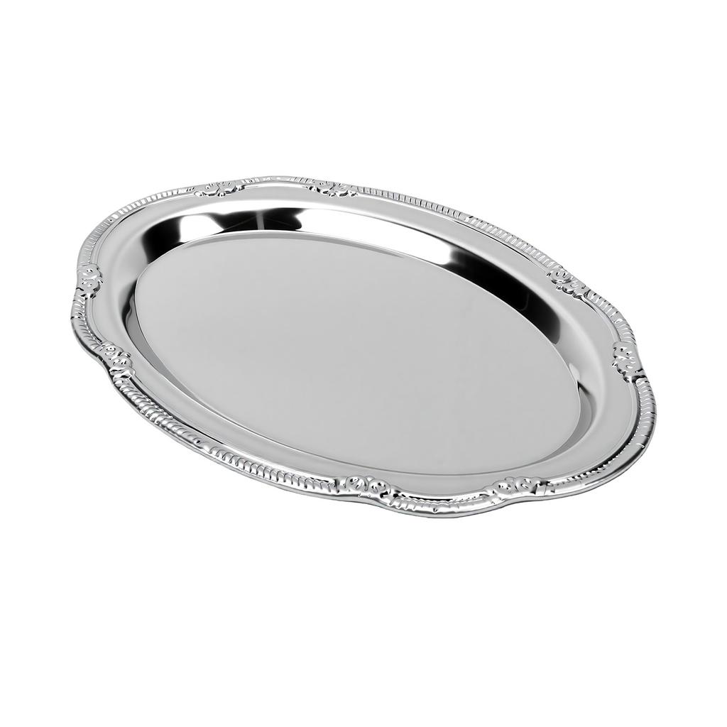 Silver Engraved Tray Vintage Dessert Plate Multi Purpose Serving Tray for Cake Fruit Jewelry Display