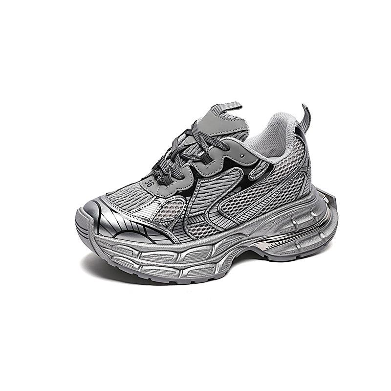 9CM Inner Height Increase Dad Shoes Women 2025 Spring Small Thick-soled Casual Sports Shoes Mesh Breathable Running Shoes