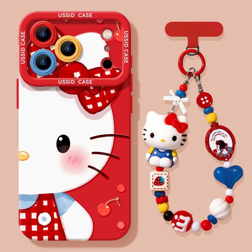 Cute Cat Mobile Phone Case for iPhone17promax Spring 16 Apple 15 Lanyard 14 Silicone 13 Sets