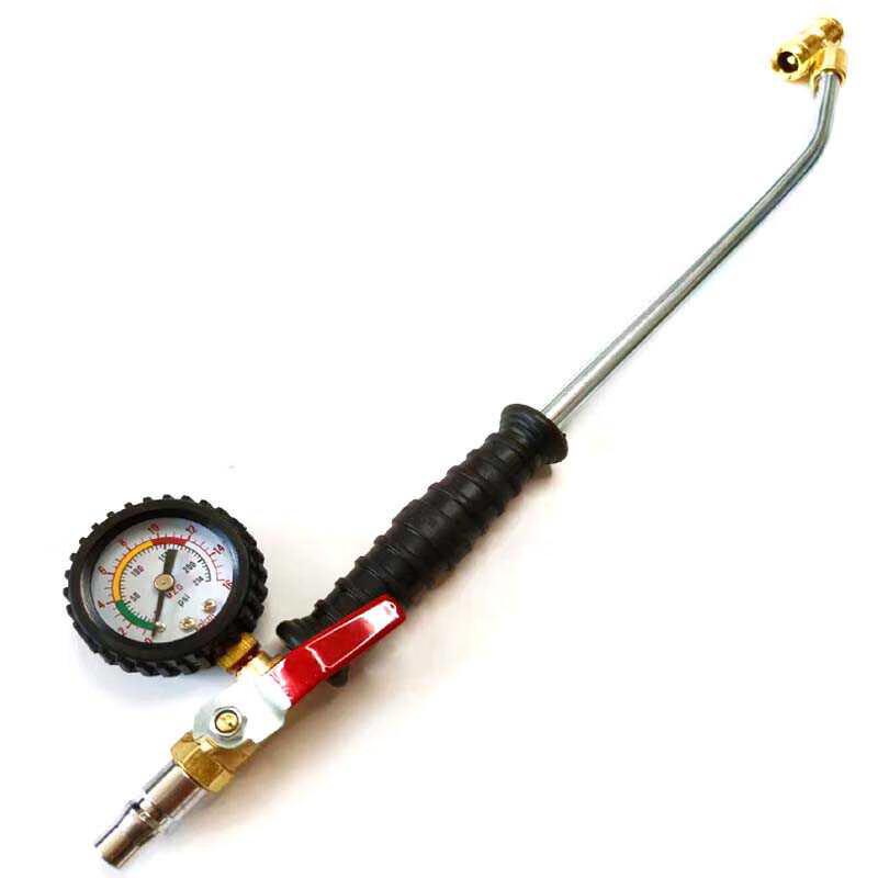 Lükūn Dual-Head Tire Inflator Rod with Pressure Gauge