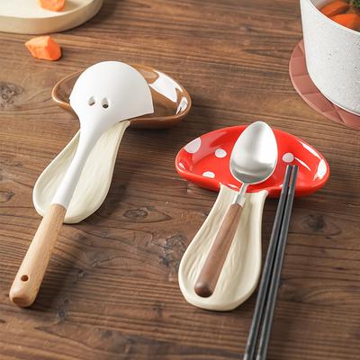 Ceramic Spoon Rack Kitchen Creative Spoon Mushroom Storage Holder Multi-functional Home Countertop Chopsticks Spoon Storage Rack