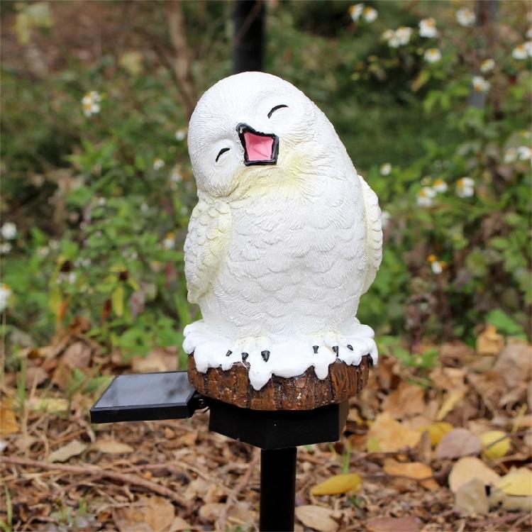 Winter Owl Garden Ornaments Solar Power Waterproof Light Solar Garden Statue