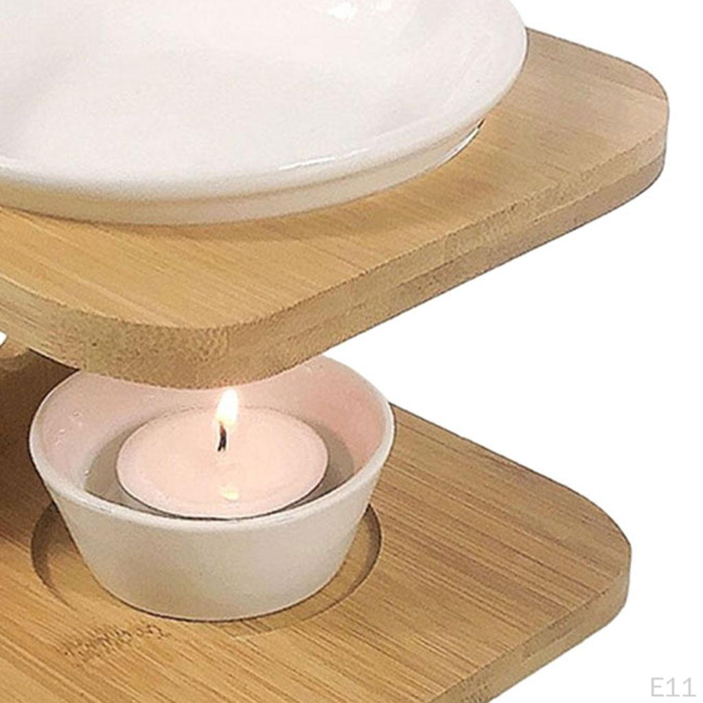 Bamboo Ceramic Tealight Candle Holder Oil Burner Essential Diffuser Furnace Home Meditation Decor