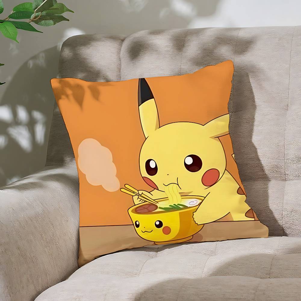 

B-Pikachu Pillow Case Cushion Cover Soft Cute Throw Pillow Case For Car Sofa Pillowcase Polyester With Zipper 16x16Inch