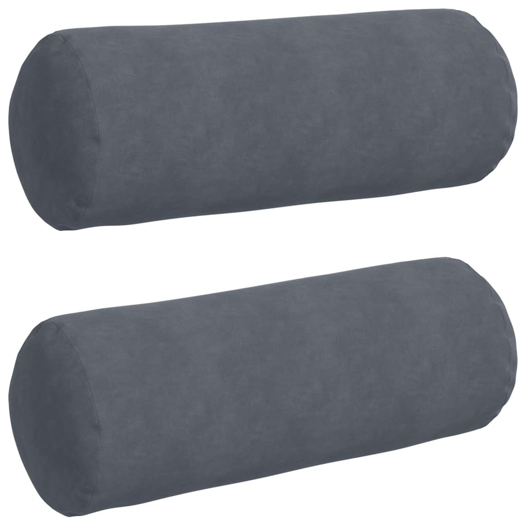 Bolster Cushions 2 pcs Dark Grey Ø 25 x 70 cm Cord Fabric
