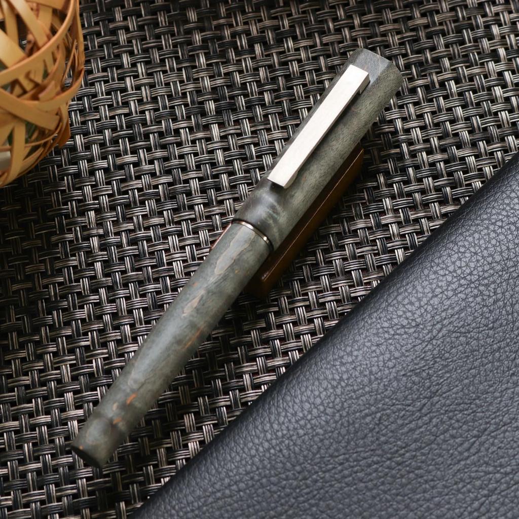 WANCHER Olympus Titan Nocturne Gray Fountain Pen Rhodium MF Medium (Shogun Nib, Plated, Fine)
