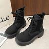 Thick-soled heightening Martin boots women's British style rhubarb boots 0000 autumn and winter new thick heel short boots lace-up women's boots