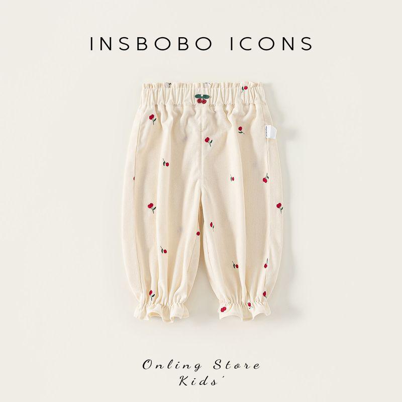 Insbobo Baby Pants 2025 Autumn New Style Casual Pants for Baby Girls, Stylish Spring and Autumn Baby Long Pants Children s Clothing Off-White 90 cm
