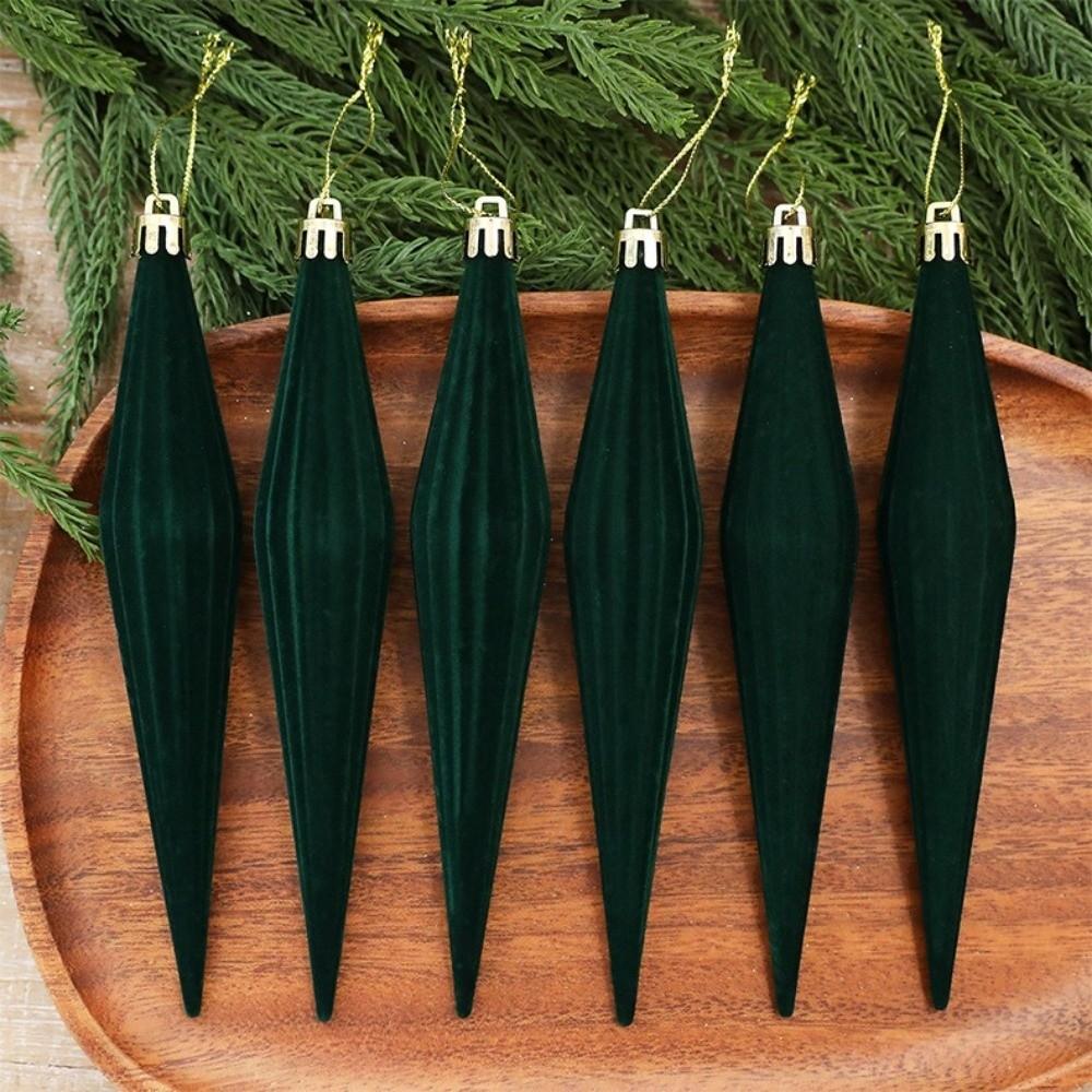 6Pcs Flocked Christmas Flocked Balls Set Plastic Hanging Decorations Tree Decoration