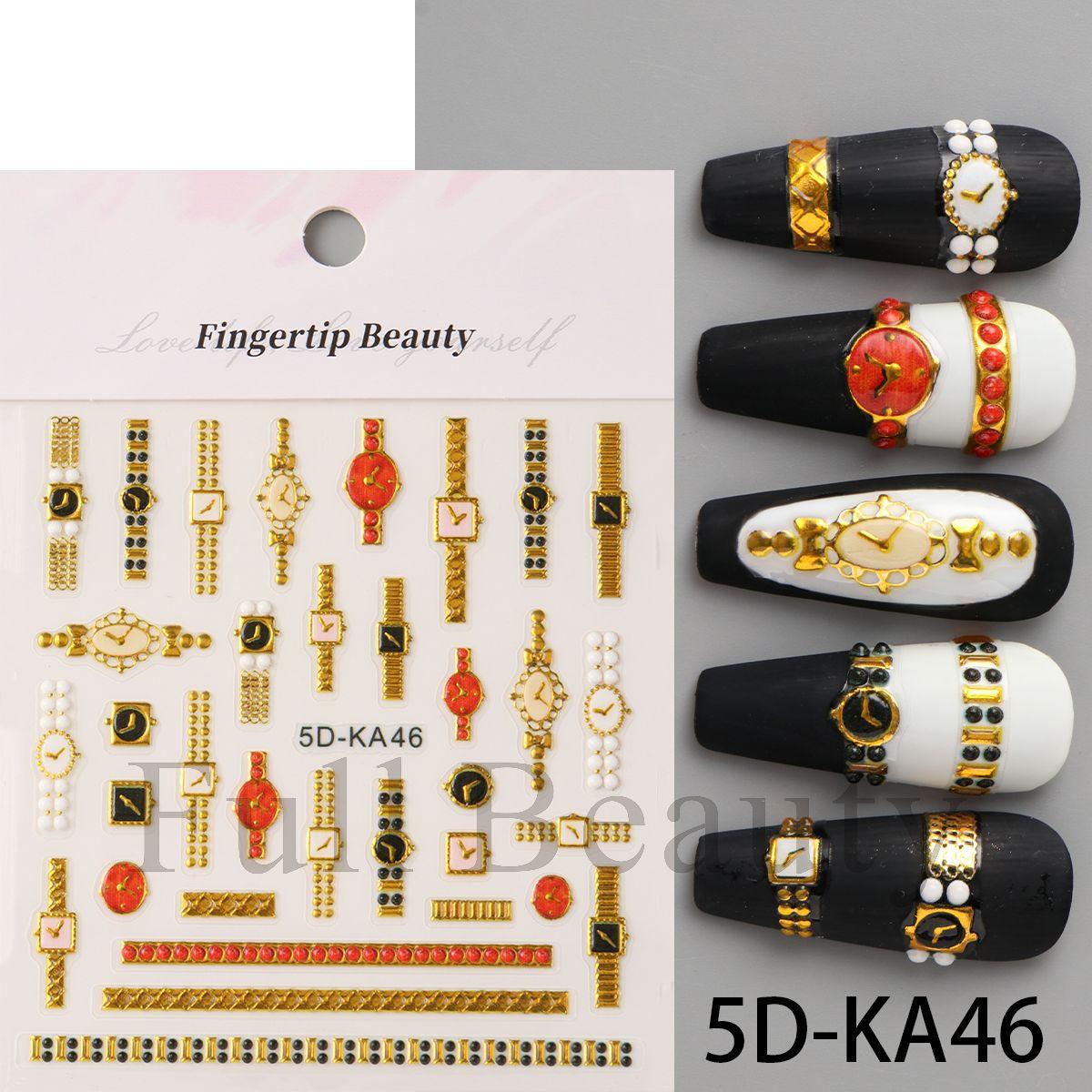 

Nail Art Relief Sticker Retro Style Gold Watch Watch Necklace Nail Art Adhesive Sticker