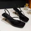 Fashion Clip Toe Women Heeled Sandals Square Toe Mid Heels Elegant Shoes Summer New Fashion Pumps Designer Dress Sandalias De Mujer