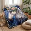 Fairy-Tale Unicorn with Flower Crown Theme Blanket Lightweight Warm Flannel Blanket Decorative Throw Blanket for Home Decoration