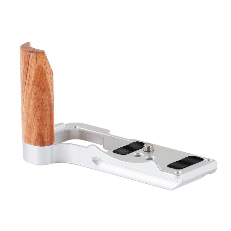Aluminum L Bracket Quick Release Plate For R50V Camera Handgrip Holder 1/4in Hole with Wood Grip