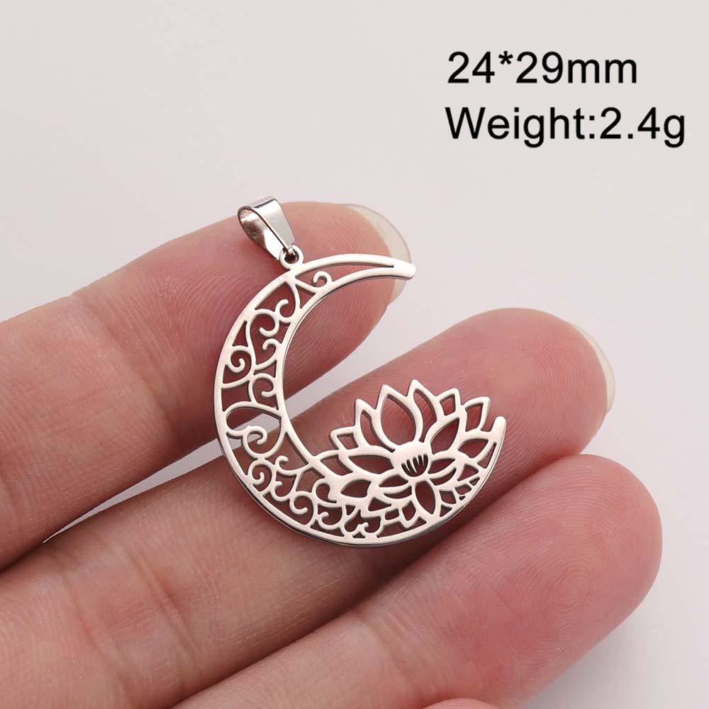 Dawapara Lotus Flower Charm for Jewelry Making Yoga Buddhist Mandala OM Lotus Pendant Accessories Stainless Steel Jewelry
