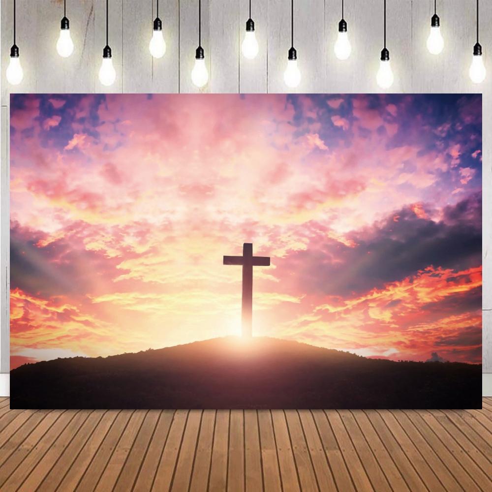 Christian Cross Easter Photography Backdrop Easter Religious Heaven Crucifix Jesus Resurrection Portrait Photo Background Props6