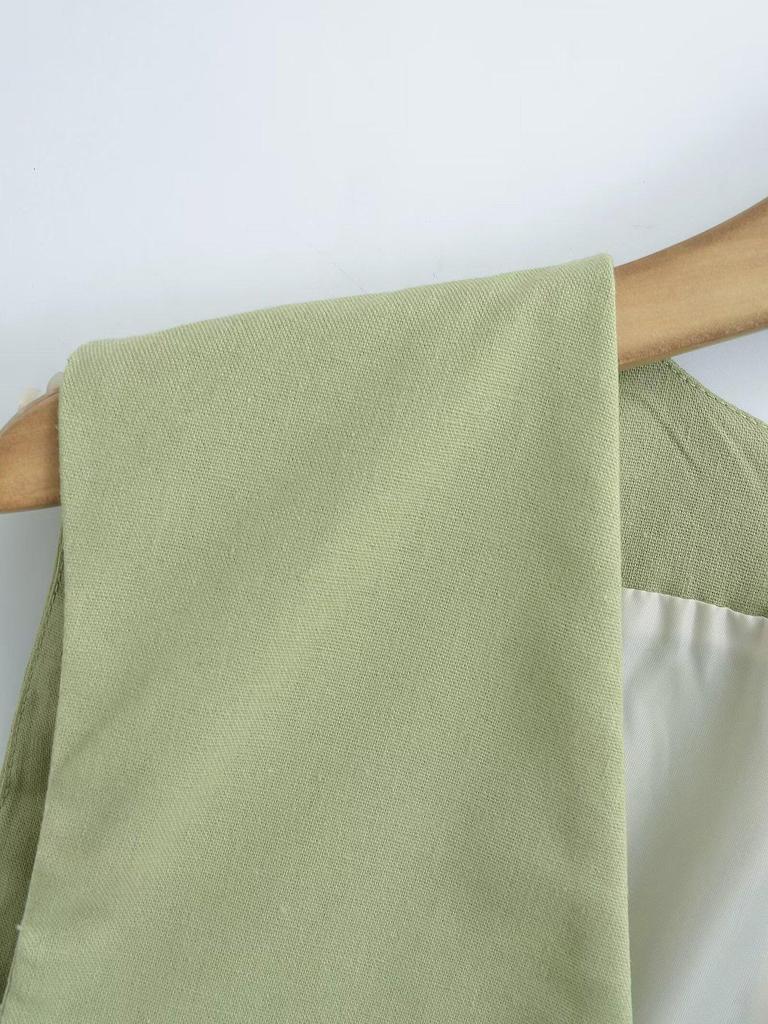 ZARZ Women's European & American Style Linen Vest and Casual Shorts Set