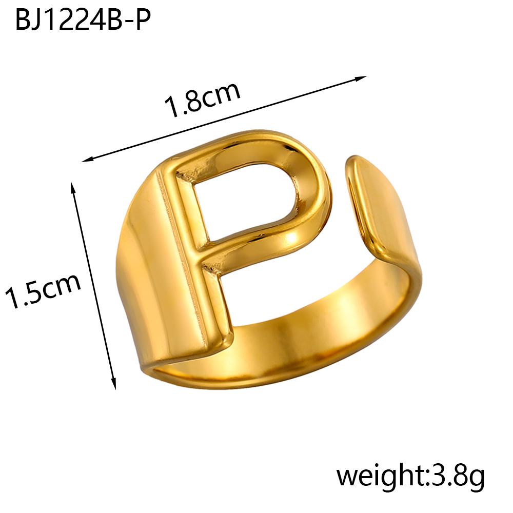 CARLIDANA Designer Initial Letters Alphabet Waterproof Gold Plated Non Tarnish Stainless Steel Fashion Jewelry Rings for Women