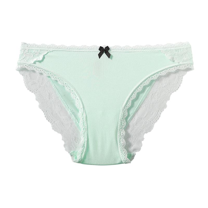 Women's Sexy Low-Rise Briefs Lace Patchwork Seamless Underwear Ice Silk Quick-Dry Body-Hugging Briefs