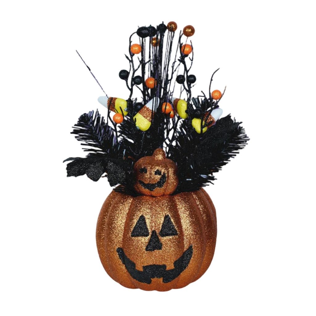 Halloween Artificial Pumpkin Tree Floral Arrangement Table Centerpiece Decoration